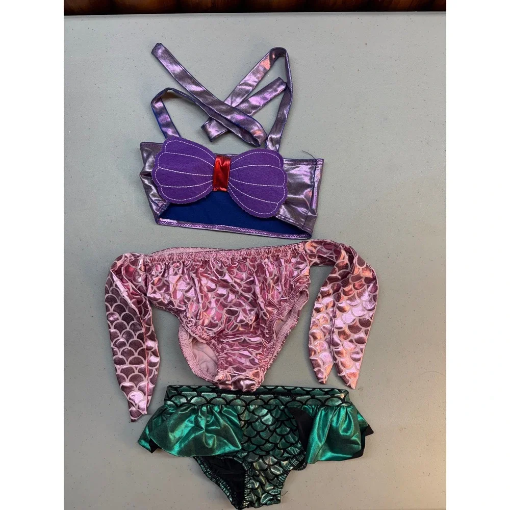 Lot of 6 Girls 4T Swimsuits Disney Frozen Ariel Mermaid Raya